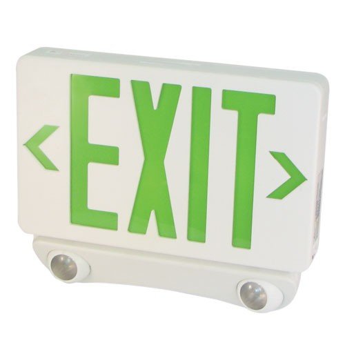 ELCO Lighting EE86HG LED Exit Sign and LED Emergency Light Combo Green Letters 120/277V - Green Finish - Sonic Electric