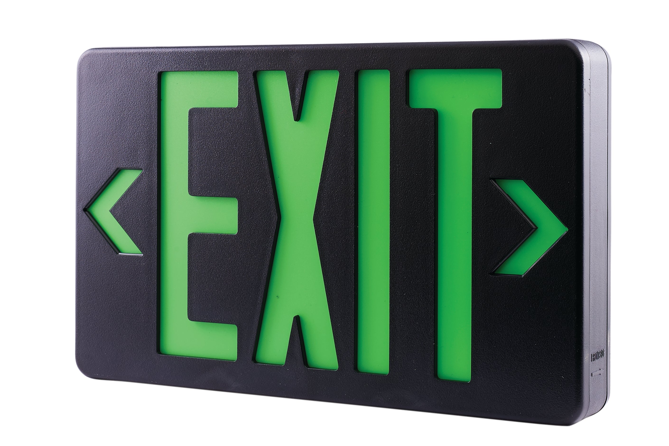 Elco Lighting EELEDBRG LED Exit Sign, Green/Red Letters, Single/Double Face Configurable, 120V/277V, cUL/ETL Listed, Damp Rated - Green Finish - Sonic Electric