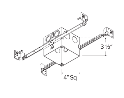 Elco Lighting EJB44ICA 4" Square IC Airtight Junction Box with Hanger Bars for Fire Rated Ceilings - Red Finish - Sonic Electric