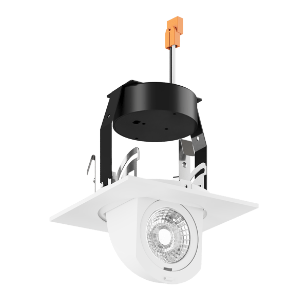 Elco Lighting EL44727B2 4" Square LED Adjustable Pull - Down Insert, 11W, 950lm, 2700K, Triac/ELV Dimmable, 36° Beam - Black Finish - Sonic Electric