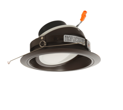 Elco Lighting EL476CT5BZ 6" Round LED Adjustable Baffle with PAR38 Gimbal Insert, 18W, 1200LM - Bronze Finish - Sonic Electric