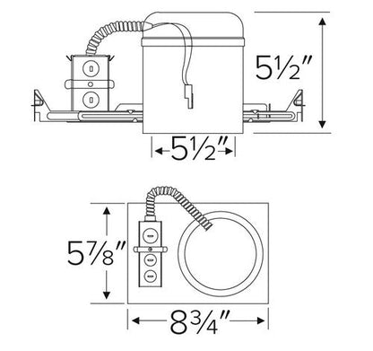 ELCO Lighting EL560ICA 17W Max 5 Inch IC Airtight Shallow New Construction Housing for LED Inserts 120V - Sonic Electric