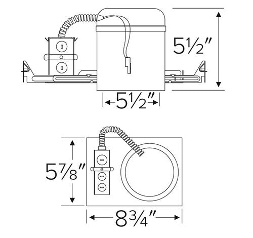 ELCO Lighting EL560ICA 17W Max 5 Inch IC Airtight Shallow New Construction Housing for LED Inserts 120V - Sonic Electric