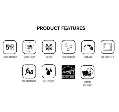 ELCO Lighting EL62527C 14W 5 Inch or 6 Inch Round LED Deep Reflector Insert Chrome with White Ring Finish 2700K 1000lm - Sonic Electric