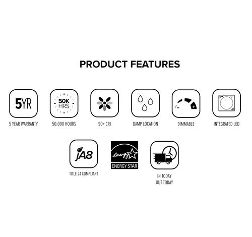 ELCO Lighting EL65530W 10W 5" or 6" Builder Round LED Reflector Insert 3000K, 850lm - White Finish - Sonic Electric