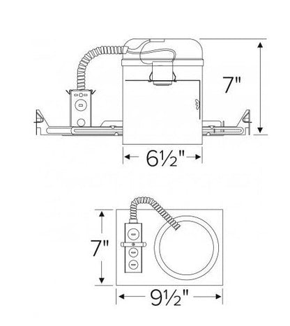 ELCO Lighting EL7ICA 6 Inch Airtight IC Housing Lamp Type Medium Base (E26), With Socket Bracket, 90W, 120V - Sonic Electric