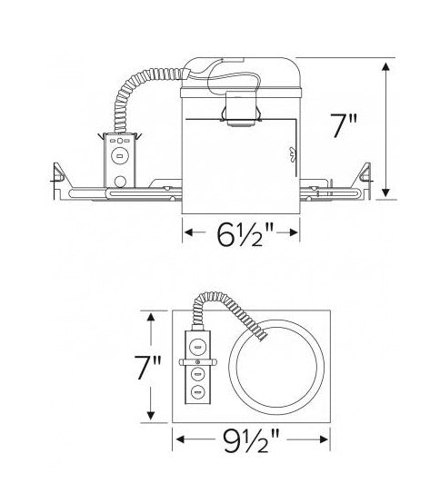 ELCO Lighting EL7ICA 6 Inch Airtight IC Housing Lamp Type Medium Base (E26), With Socket Bracket, 90W, 120V - Sonic Electric
