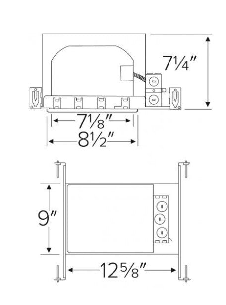 ELCO Lighting EL8SQICA 8 Inches Incandescent IC Square Housing 75W, 120V - Sonic Electric