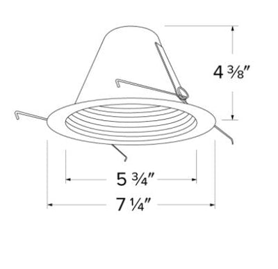 ELCO Lighting ELM305W 6 Inches Shallow Airtight Baffle with Torsion Springs Trim - White Finish - Sonic Electric