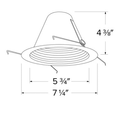 ELCO Lighting ELM305W 6 Inches Shallow Airtight Baffle with Torsion Springs Trim - White Finish - Sonic Electric