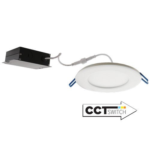 ELCO Lighting ERT412CT5W Elm System 4" Ultra Slim LED Round Panel Light with 5 - CCT Switch - White Finish - Sonic Electric