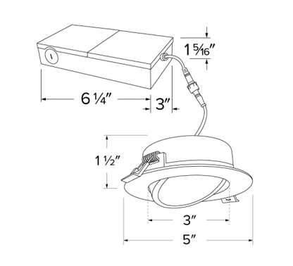 Elco Lighting ERT413CT5DXW 4" 120/277/347V LED Recessed Gimbal Downlight with 5 - CCT Switch, 650lm - White Finish - Sonic Electric