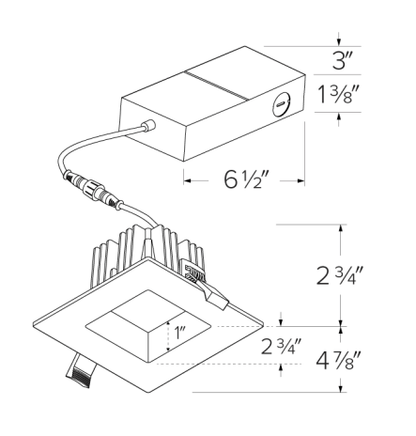 Elco Lighting ERT487CT5BB 4" LED High Lumen Square Reflector Insert with 5 - CCT Switch & 3 - Lumen Switch, 10/14/18W, 2700K - 5000K, 120 - 277V - Black Finish - Sonic Electric