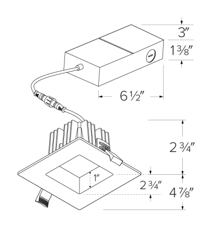 Elco Lighting ERT487CT5BB 4" LED High Lumen Square Reflector Insert with 5 - CCT Switch & 3 - Lumen Switch, 10/14/18W, 2700K - 5000K, 120 - 277V - Black Finish - Sonic Electric