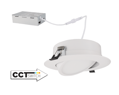 Elco Lighting ERT613CT5W 6" LED Recessed Gimbal Downlight with 5-CCT Switch, 900lm - White Finish