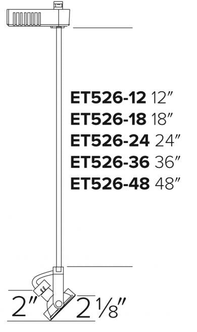 ELCO Lighting ET526 - 36B Electronic Low Voltage Gimbal Ring Accent Light with Stem Extension Track Fixture 36 inch Extension 50W 12V - Black Finish - Sonic Electric