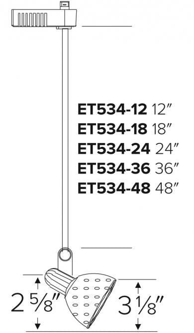 ELCO Lighting ET534 - 36W Electronic Low Voltage Clasp Accent Light with Stem Extension Track Fixture 36" Extension 50W 12V - White Finish - Sonic Electric