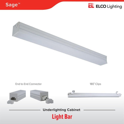 ELCO Lighting EUD3430W SAGE LED Undercabinet Lightbar 24 Inch 10W 3000K 600lm 120V - White Finish - Sonic Electric