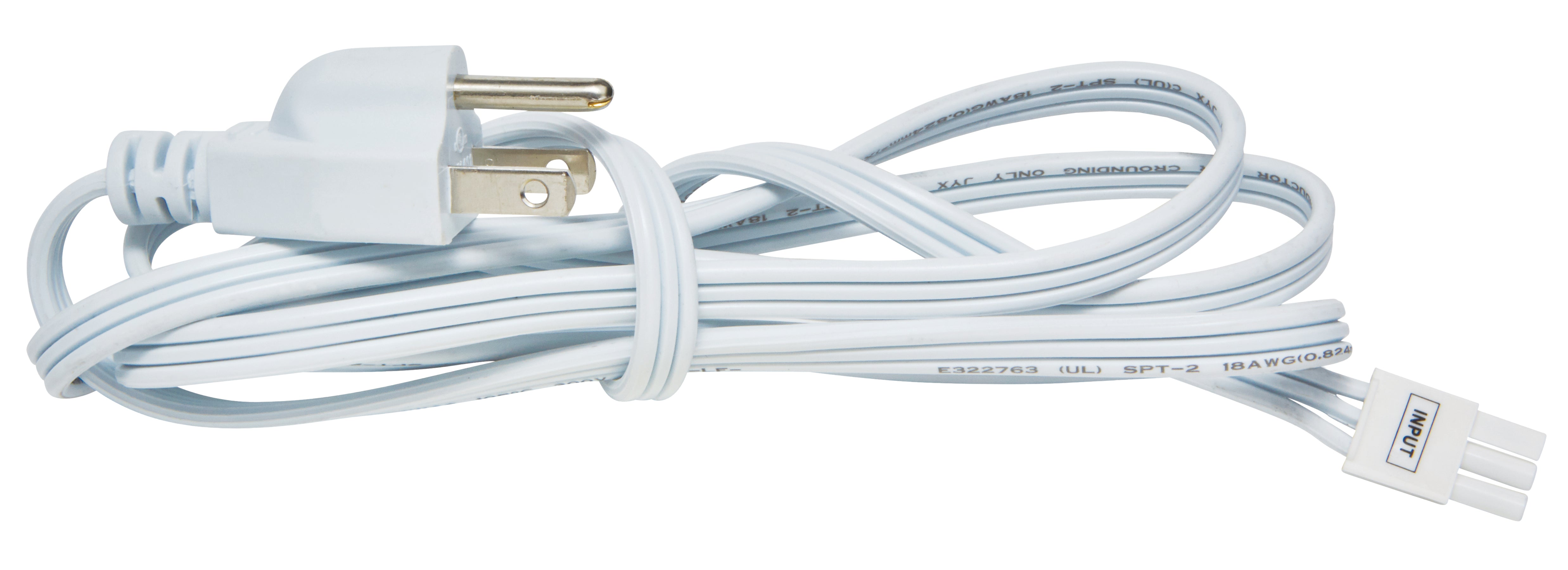 Elco Lighting EUDCRD LED Undercabinet Light Accessories 6 Feet Power Cord - White Finish - Sonic Electric