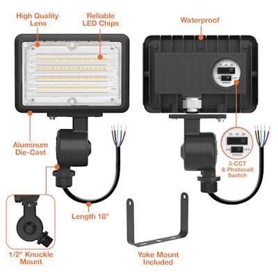 Envision LED - FL - 15W - TRI - BL - KNYK - PC, 120 - 277V, Mini Area Floodlights XS - Line - Black - Sonic Electric