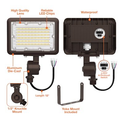 Envision LED - FL - 30W - TRI - BZ - KNYK - PC, 120 - 277V, Mini Area Floodlights XS - Line - Bronze - Sonic Electric
