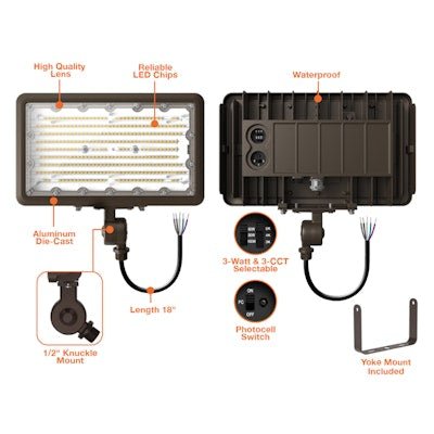 Envision LED - FL - 3P100 - TRI - BZ - KNYK - PC, 120 - 277V, Mini Area Floodlights XS - Line - Bronze - Sonic Electric