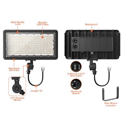 Envision LED - FL - 3P150 - TRI - BL - KNYK - PC - 100W - 30K, 120 - 277V, Mini Area Floodlights XS - Line - Black - Sonic Electric