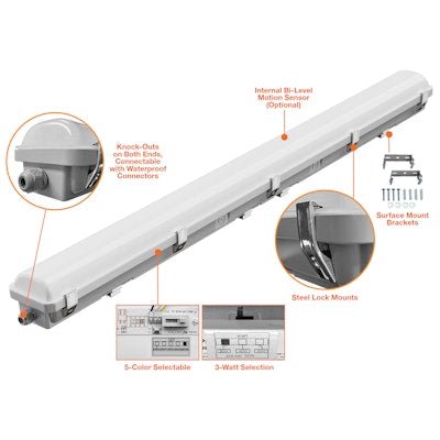 Envision LED - VPT - 4FT - 3P50 - 5CCT - UNV - 30W - 30K, 120/277V, 4' Linear Vapor Tight - White - Sonic Electric