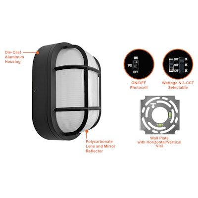 Envision LED - WPBH - 3P20 - TRI - BL - PC, 120/277V, Bulk - Line Wall Pack - Black - Sonic Electric