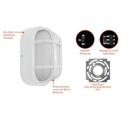 Envision LED - WPBH - 3P20 - TRI - WH - PC, 120/277V, Bulk - Line Wall Pack - White - Sonic Electric