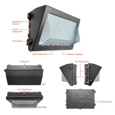 Envision LED - WPF - 5P120 - TRI - BL - PC, 120/277V, Regular Wall Pack Full - Line - Black - Sonic Electric