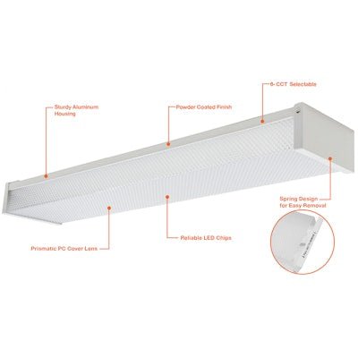 Envision LED - WRP - PRM - 4FT - 40W - 6CCT - UNV - 40W - 27K, 120/277V, 4 FT Prismatic Wrap - White - Sonic Electric