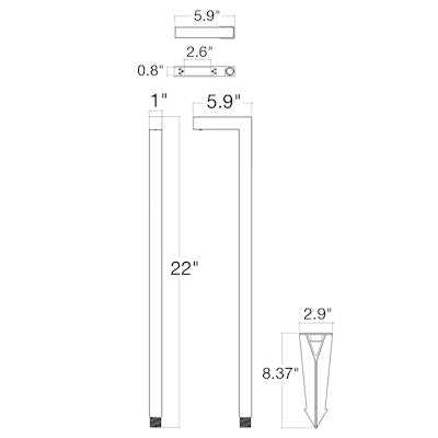 Envision PL - L - 22 - ALM - BZ - 12V Path Light L - Shape Style 22" Height - Bronze - Sonic Electric