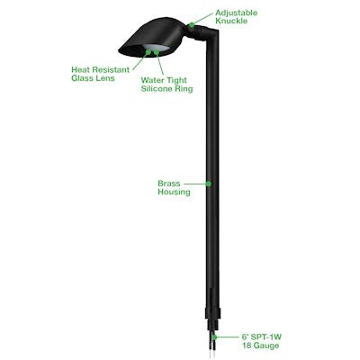 Envision PL - S - 24 - BR - MBL - 12V Path Light Spot Style 24" Height - Matte Black - Sonic Electric