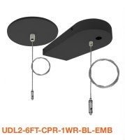 Envision UDL2 - 6FT - CPR - 1WR - BL - EMB Suspension Kit: 6&#39; Canopy Top 1 Wire (2pcs) - Emergency Backup - Black - Sonic Electric