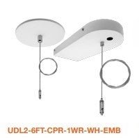 Envision UDL2 - 6FT - CPR - 1WR - WH - EMB Suspension Kit: 6&#39; Canopy Top 1 Wire (2pcs) - Emergency Backup - White - Sonic Electric