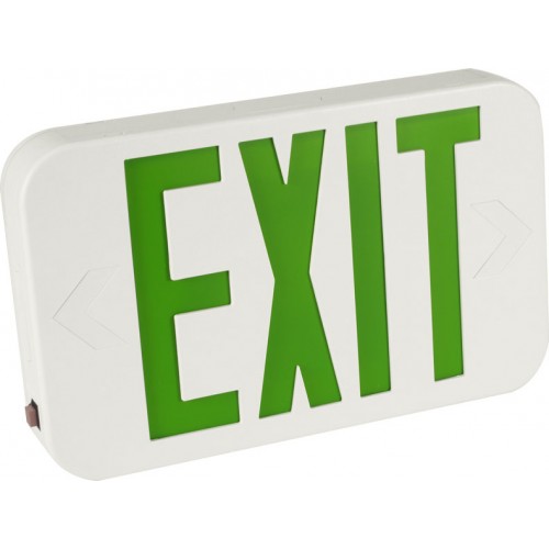 Orbit ESBLM-W-G Micro LED Exit Sign, Battery Back-Up, White Housing, Green Letters 