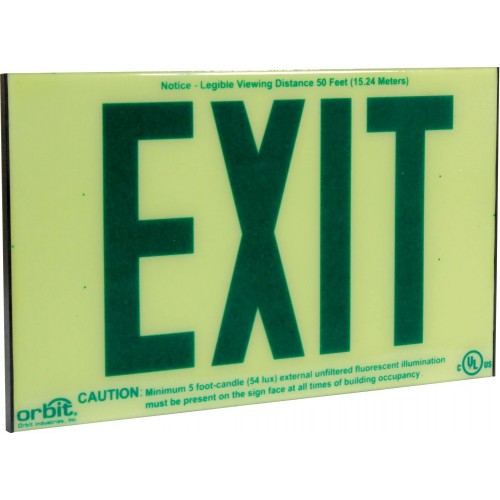 Orbit ESI-G Self-Illuminated Low-Level Exit Sign, Green Letters 