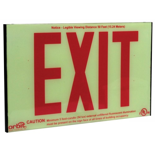 Orbit ESI-R Self-Illuminated Low-Level Exit Sign, Red Letters 