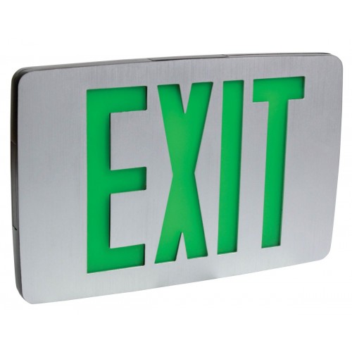 Orbit ESLAM-B-A-2-G-EB Micro LED Cast Aluminum Exit Sign, Black Housing, Aluminum Faceplate, 2 Face, Green Letters, Battery Back-Up 