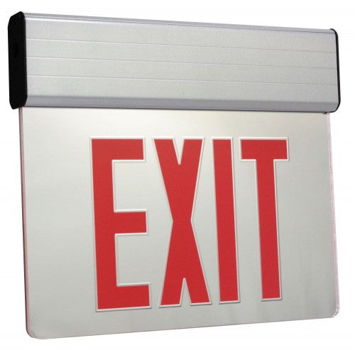 Orbit ESSE-A-1-G-EB LED Surface Edgelit Exit Sign, Aluminum Casing, 1 Face, Green Letters, Battery Back-Up 