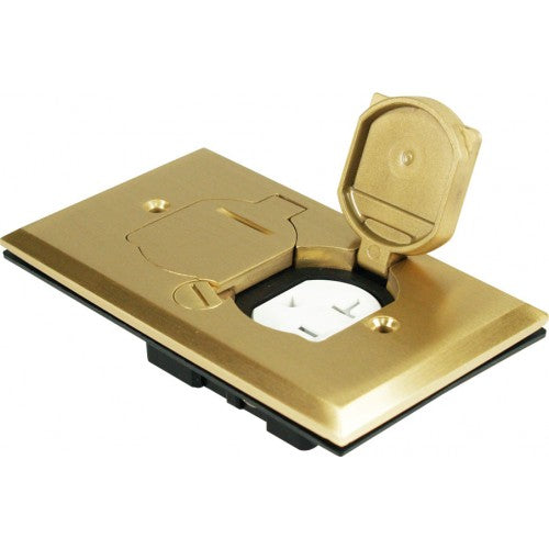 Orbit FLB-D-C-BR Floor Box Flip Cover Only With Duplex Receptacle, Tamper Resistant - Brass