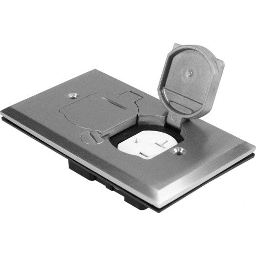 Orbit FLB-D-C-SS Floor Box Flip Cover Only With Duplex Receptacle, Tamper Resistant - Stainless Steel