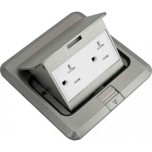 Orbit FLBPU-D-S-C-SS Floor Box Square Pop-Up Cover Only With Duplex Receptacle, Tamper Resistant - Stainless Steel