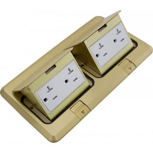 Orbit FLBPU-DD-C-BR Floor Box Pop-Up Cover Only With 2-Duplex Receptacle, Tamper Resistant - Brass