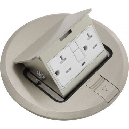 Orbit FLBPU-G-R-C-SS Floor Box Pop-Up Round With Cooper GFCI Receptacle Cover Only - Stainless Steel