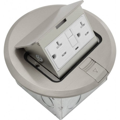 Orbit FLBPU-G-R-SS Floor Box Pop-Up Round With Cooper GFCI Receptacle - Stainless Steel