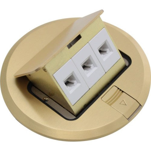 Orbit FLBPU-L-R-C-BR Floor Box Round Pop-Up Cover Only With Low Voltage(RJ45) - Brass