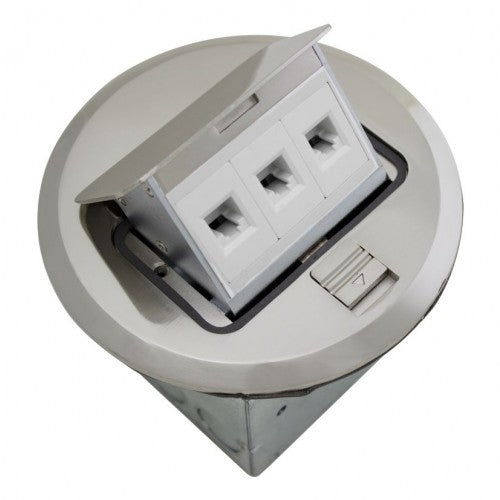 Orbit FLBPU-L-R-SS Floor Box Pop-Up With Low Voltage (RJ45), Round Cover - Stainless Steel