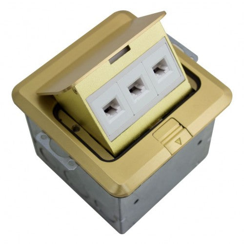 Orbit FLBPU-L-S-BR Floor Box Pop-Up With Low Voltage(RJ45), Square Cover - Brass